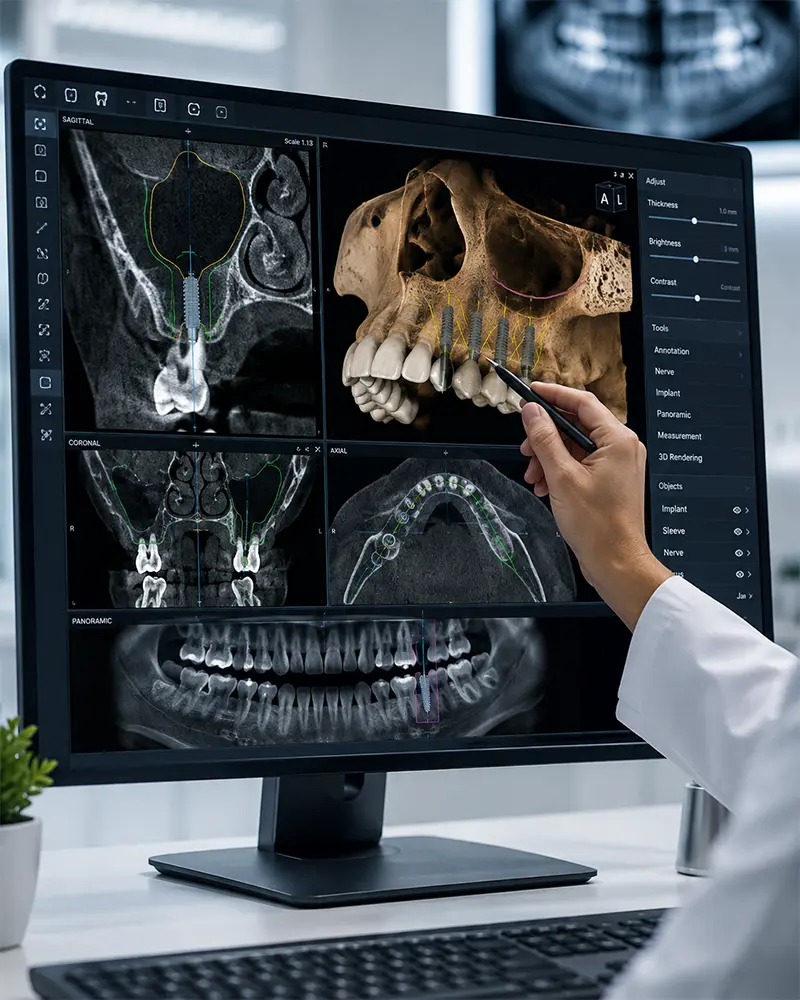 CBCT and 3D implant planning before sinus lift surgery